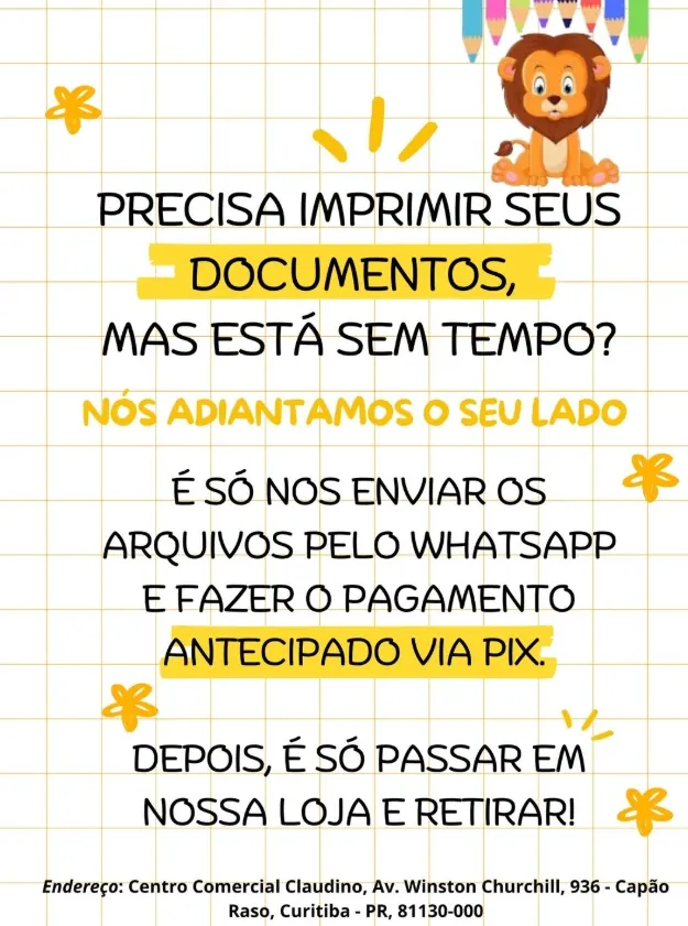 Impressão de documentos: envie por WhatsApp e retire na loja