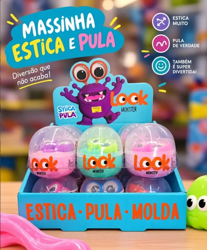 Massinha Look Monster que estica e pula